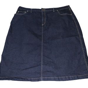 Woman Within Women's Blue Jeans Pencil Skirt With Pockets 22W